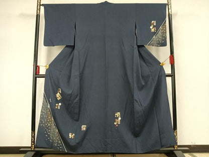 平和屋着物▽訪問着 単衣 源氏香花文 金銀彩 正絹 逸品 AAAZ9575fy