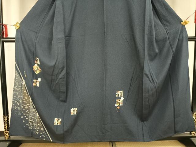 平和屋着物▽訪問着 単衣 源氏香花文 金銀彩 正絹 逸品 AAAZ9575fy