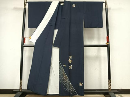 平和屋着物▽訪問着 単衣 源氏香花文 金銀彩 正絹 逸品 AAAZ9575fy