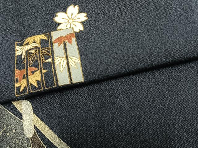 平和屋着物▽訪問着 単衣 源氏香花文 金銀彩 正絹 逸品 AAAZ9575fy