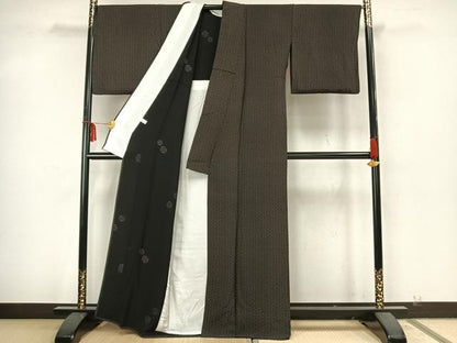 平和屋着物▽上質な小紋　単衣　七宝文　正絹　逸品　AAAZ9576fy