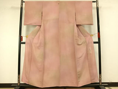 平和屋着物▽染色作家 斉藤三才 小紋 単衣 霞文 正絹 逸品 AAAZ9578fy