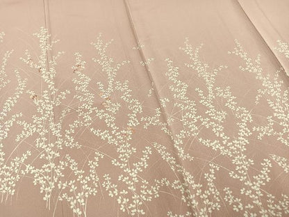 平和屋着物▽訪問着 単衣 刺繍 草葉文 正絹 逸品 AAAZ9579fy
