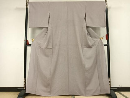 平和屋着物▽上質な小紋　単衣　縞　正絹　逸品　AAAZ9584fy