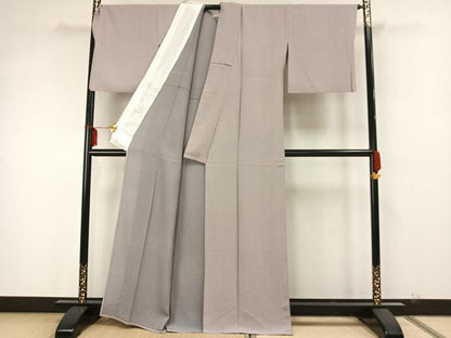 平和屋着物▽上質な小紋　単衣　縞　正絹　逸品　AAAZ9584fy