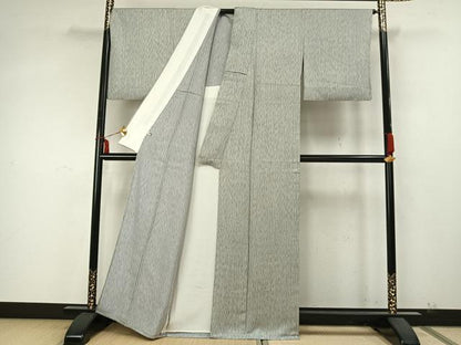 平和屋着物▽上質な小紋　単衣　縞　正絹　逸品　AAAZ9585fy