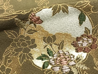 平和屋着物▽訪問着 単衣 刺繍 草花丸文 金銀彩 正絹 逸品 AAAZ9586fy