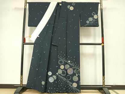 平和屋着物▽訪問着 単衣 絞り 草花丸文 金彩 正絹 逸品 AAAZ9589fy
