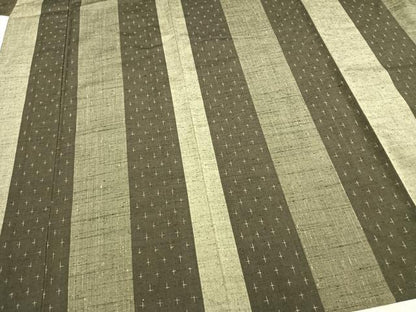 平和屋着物▽伝統工芸士 馬渕登作 紬 単衣 十字絣間道 反端付き 正絹 逸品 AAAZ9593fy
