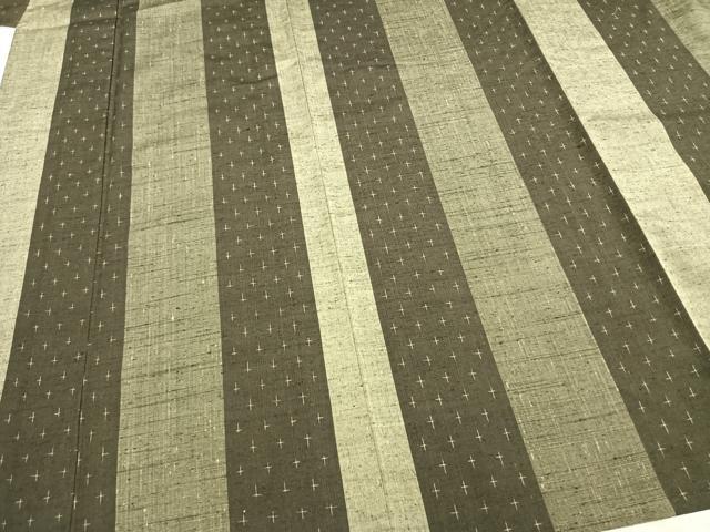 平和屋着物▽伝統工芸士 馬渕登作 紬 単衣 十字絣間道 反端付き 正絹 逸品 AAAZ9593fy