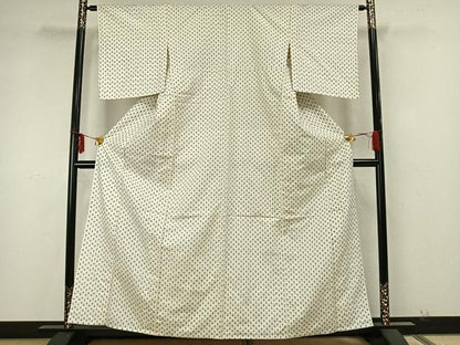 平和屋着物▽上質な紬 単衣 十字絣 正絹 逸品 AAAZ9598fy