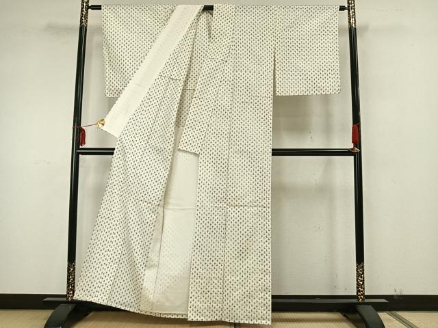 平和屋着物▽上質な紬 単衣 十字絣 正絹 逸品 AAAZ9598fy