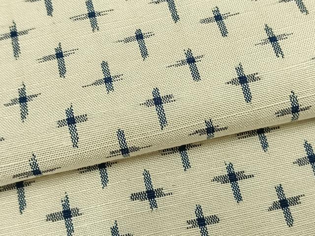 平和屋着物▽上質な紬 単衣 十字絣 正絹 逸品 AAAZ9598fy