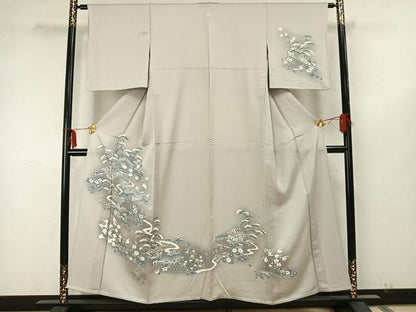 平和屋着物▽訪問着 単衣 風景草花文 正絹 逸品 AAAZ9599fy