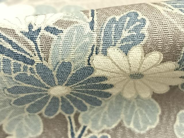 平和屋着物▽訪問着 単衣 風景草花文 正絹 逸品 AAAZ9599fy
