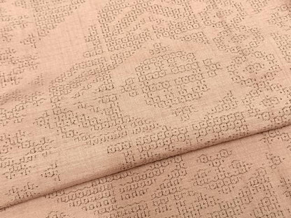 平和屋着物▽結城紬 単衣 80亀甲 幾何学文様 正絹 逸品 AAAZ9601fy