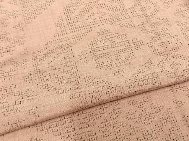 平和屋着物▽結城紬 単衣 80亀甲 幾何学文様 正絹 逸品 AAAZ9601fy