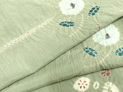 平和屋着物▽上質な紬 単衣 絞り 草花文 正絹 逸品 AAAZ9602fy