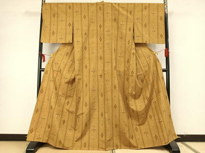 平和屋着物▽上質な紬 単衣 間道 正絹 逸品 未使用 AAAZ9604fy