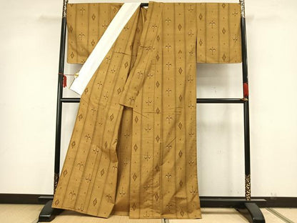 平和屋着物▽上質な紬 単衣 間道 正絹 逸品 未使用 AAAZ9604fy