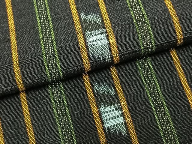 平和屋着物▽上質な紬 単衣 縞 正絹 逸品 AAAZ9608fy