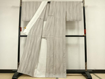 平和屋着物▽本塩沢 単衣 立涌文 正絹 逸品 AAAZ9609fy