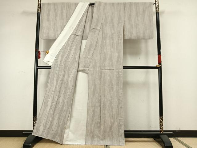 平和屋着物▽本塩沢 単衣 立涌文 正絹 逸品 AAAZ9609fy