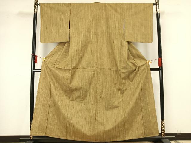 平和屋着物▽上質な紬 単衣 縞 正絹 逸品 AAAZ9610fy