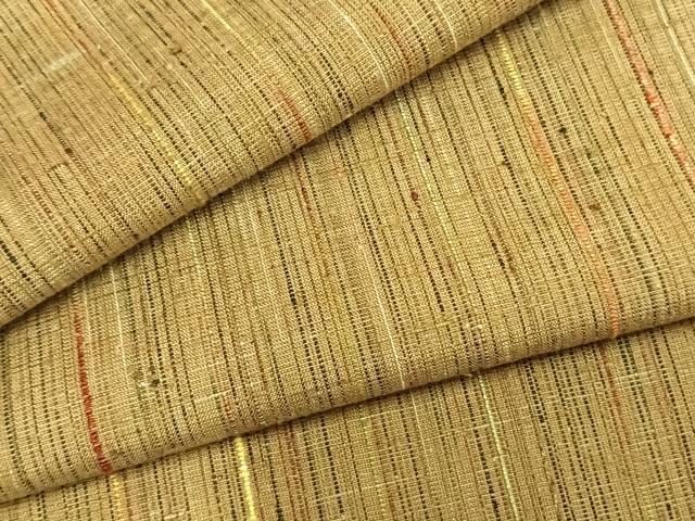 平和屋着物▽上質な紬 単衣 縞 正絹 逸品 AAAZ9610fy