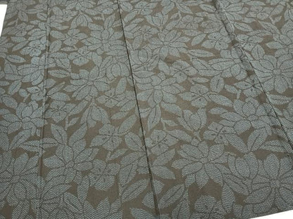 平和屋着物▽結城紬 単衣 草花文 証紙付き 正絹 逸品 AAAZ9617fy
