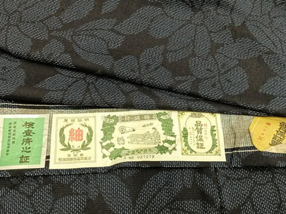 平和屋着物▽結城紬 単衣 草花文 証紙付き 正絹 逸品 AAAZ9617fy
