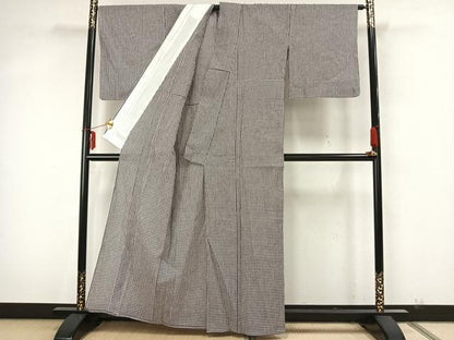 平和屋着物▽小紋　単衣　格子　未使用　AAAZ9618fy