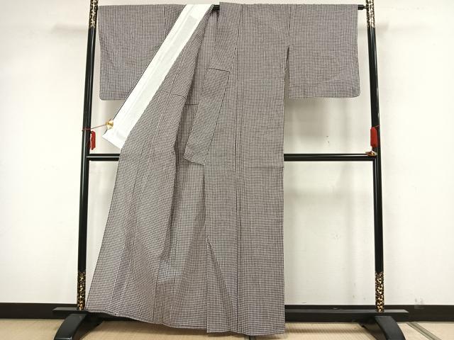 平和屋着物▽小紋　単衣　格子　未使用　AAAZ9618fy
