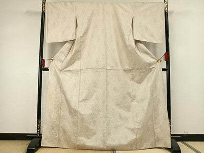 平和屋着物▽本場大島紬 単衣 幾何学文様 正絹 逸品 AAAZ9619fy