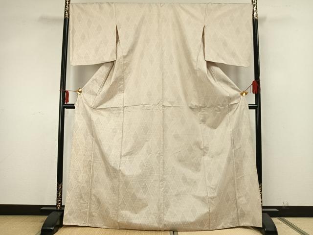 平和屋着物▽本場大島紬 単衣 幾何学文様 正絹 逸品 AAAZ9619fy