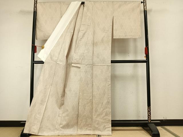 平和屋着物▽本場大島紬 単衣 幾何学文様 正絹 逸品 AAAZ9619fy