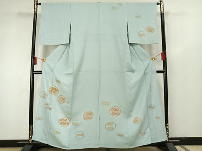 平和屋着物▽ファッションデザイナー　コシノアヤコ　訪問着　単衣　丸文　暈し染め　金糸　金彩　正絹　逸品　AAAZ9620fy