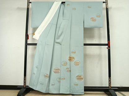 平和屋着物▽ファッションデザイナー　コシノアヤコ　訪問着　単衣　丸文　暈し染め　金糸　金彩　正絹　逸品　AAAZ9620fy