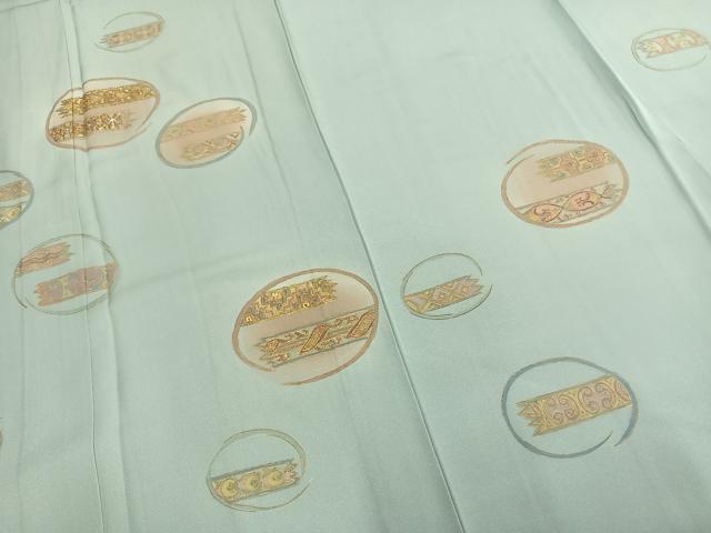 平和屋着物▽ファッションデザイナー　コシノアヤコ　訪問着　単衣　丸文　暈し染め　金糸　金彩　正絹　逸品　AAAZ9620fy