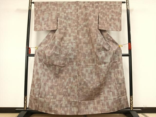 平和屋着物▽上質な紬 単衣 霞文 正絹 逸品 AAAZ9624fy
