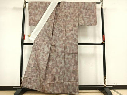 平和屋着物▽上質な紬 単衣 霞文 正絹 逸品 AAAZ9624fy