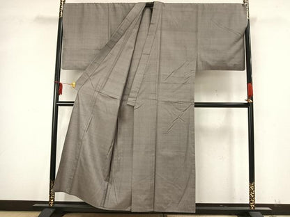 平和屋着物▽男性 紬 単衣 色無地 薄墨色 キングサイズ 正絹 逸品 AAAZ9627fy