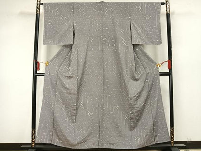 平和屋着物▽上質な小紋 単衣 ろうけつ染め 草花文 正絹 逸品 未使用 AAAZ9630fy