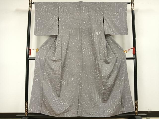 平和屋着物▽上質な小紋 単衣 ろうけつ染め 草花文 正絹 逸品 未使用 AAAZ9630fy