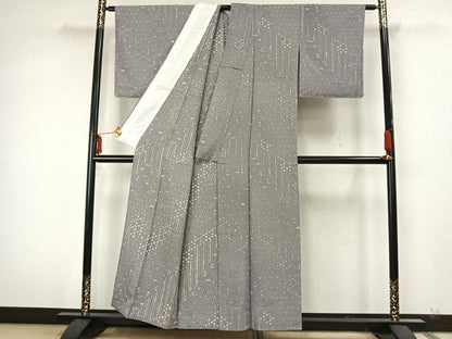 平和屋着物▽上質な小紋 単衣 ろうけつ染め 草花文 正絹 逸品 未使用 AAAZ9630fy