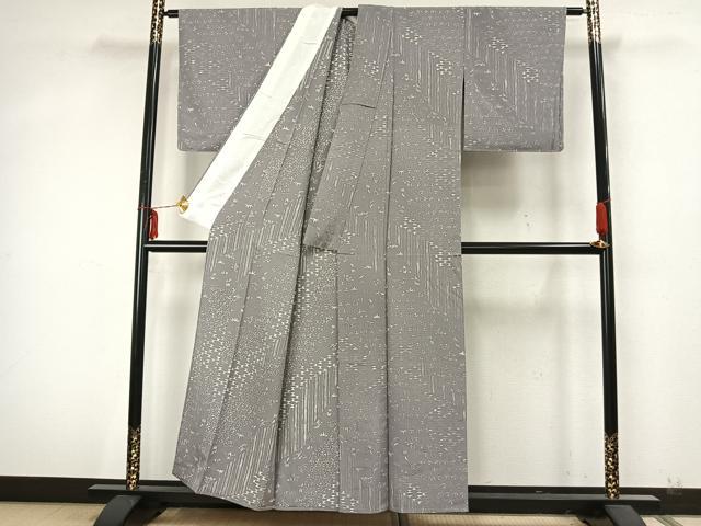 平和屋着物▽上質な小紋 単衣 ろうけつ染め 草花文 正絹 逸品 未使用 AAAZ9630fy