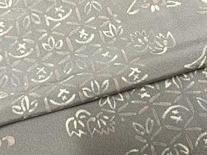 平和屋着物▽上質な小紋 単衣 ろうけつ染め 草花文 正絹 逸品 未使用 AAAZ9630fy