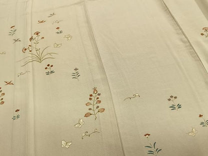 平和屋着物▽訪問着 単衣 舞蝶花鳥文 金糸 金彩 正絹 逸品 AAAZ9633fy