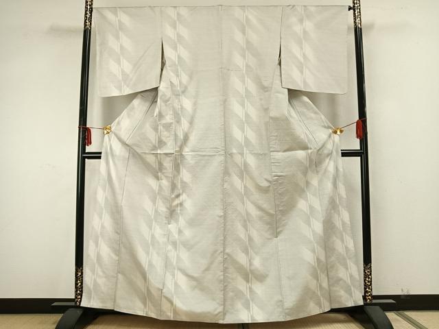 平和屋着物▽本場大島紬 白大島 単衣 9マルキ 斜縞 正絹 逸品 AAAZ9634fy