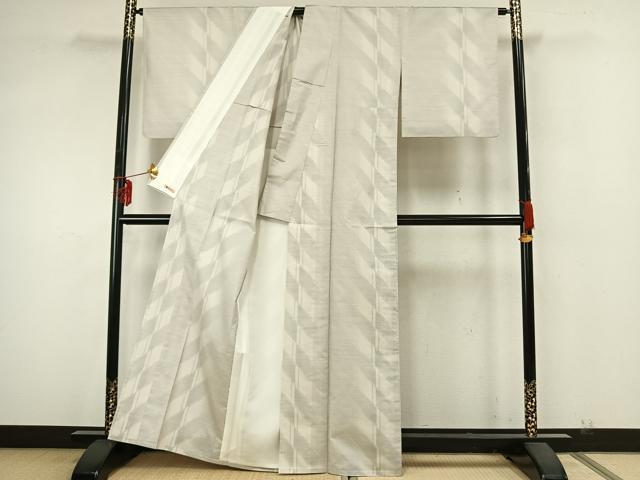 平和屋着物▽本場大島紬 白大島 単衣 9マルキ 斜縞 正絹 逸品 AAAZ9634fy